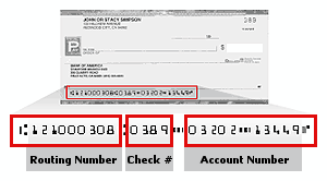 The order of the routing and transit number, check number, and account number may vary by financial institution.
